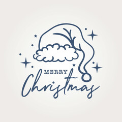 Merry Christmas Typeprogyraph with Christmas Decorations, Christmas Tree, Santa hat, Christmas Stars, Winter