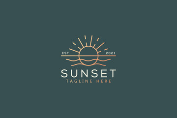 Luxury Beauty Sunset and Wave Abstract Logo