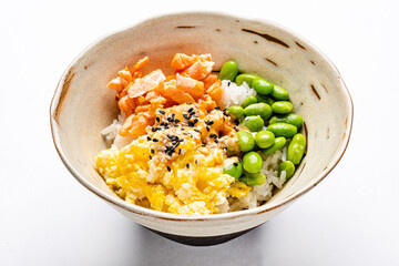 poke bowl on the white background