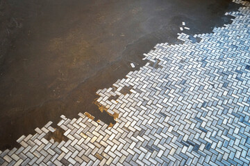 Small colorful mosaic floor tiles and texture