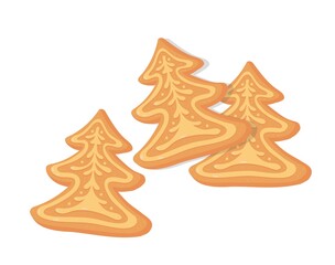 Cookies with icing. Party, celebration. Christmas tree. Vector isolated colorful element.