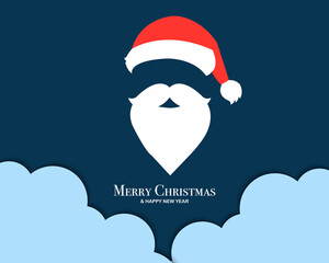 Merry Christmas Happy New Year With Santa Claus And Cloud Vector