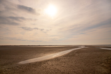 Beautiful ribbed sand by the sea.