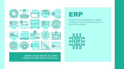 Erp Enterprise Resource Planning Landing Web Page Header Banner Template Vector Erp Working Process And Goods Production Control, Time Intervals And Deadline, Reporting System Illustration