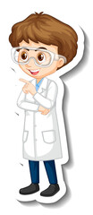 Scientist boy cartoon character sticker