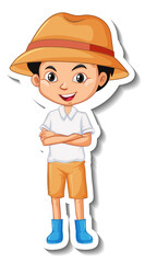 A boy wearing gardener hat cartoon character sticker