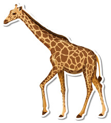 A sticker template of giraffe cartoon character