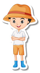 Asian boy cartoon character sticker