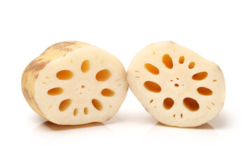  Lotus root on the white background