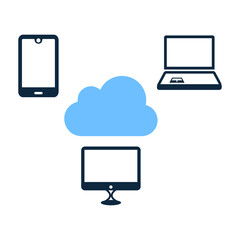 Cloud computing, connection, network icon. Simple flat design concept.