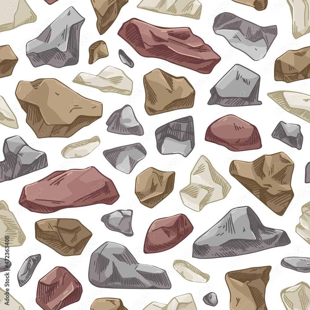 Poster stone pattern. seamless rock background with rubbles and cobbles. masonry texture. repeating stonewa