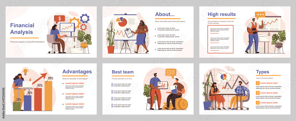 Leinwandbilder financial analysis concept for presentation slide template. people working with data and financial s