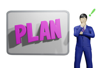 ホワイトボードの横に立つビジネスマン