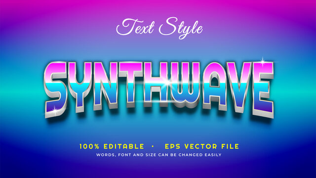 Editable Retro Synthwave Text Style In Eps Vector File