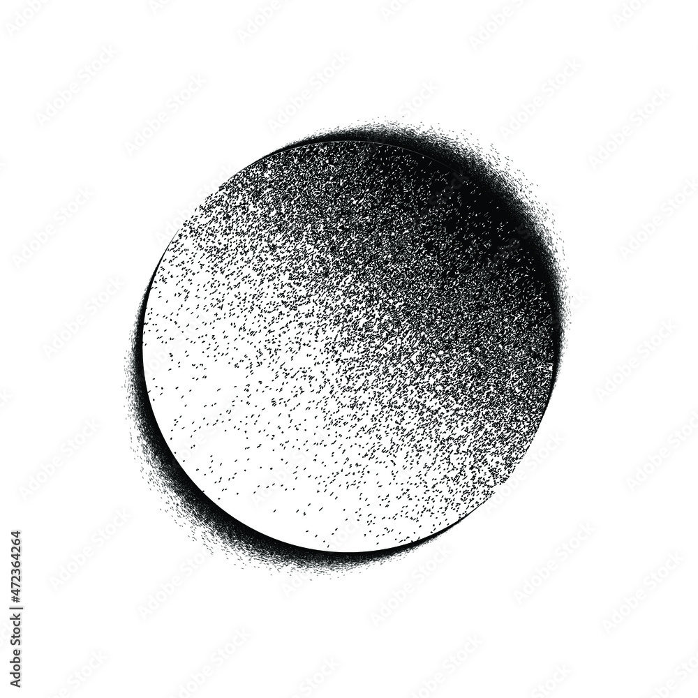 Poster distorted geometric shape . minimal art design . noise destroyed circle logo . trendy grainy shapes 