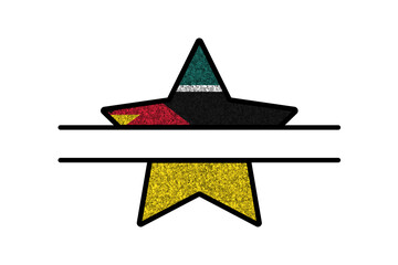 Bright glitter star- template in colors of national flag. Mozambique - obrazy, fototapety, plakaty