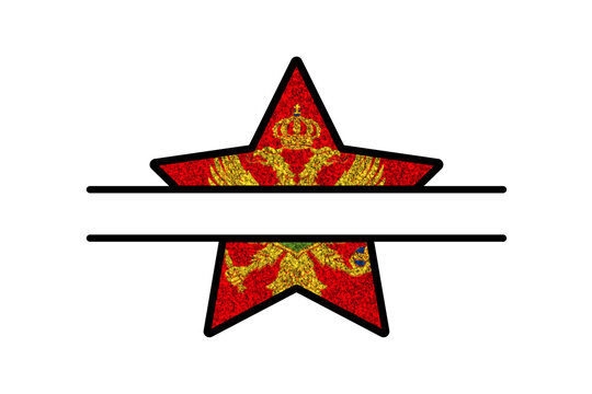 recommend clip art: Bright glitter star- template in colors of national flag. Montenegro