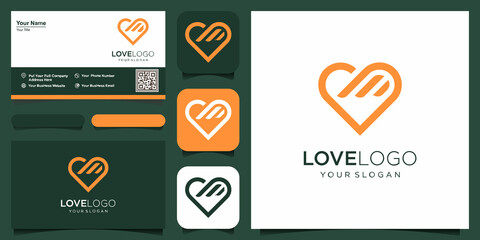 love and wings logo design vector design template icon illustration. logo design and business card © gemilang