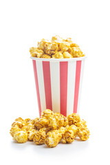 Sweet caramel popcorn in paper cup