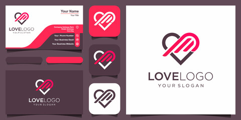 Fototapeta na wymiar Love wings Logo Template design vector