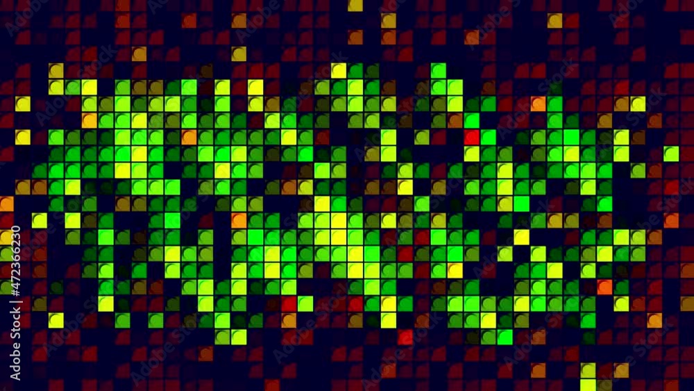 Poster abstract pixelated visualization of the world map. motion. world map presented schematically in blin
