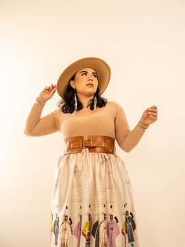 Young Indigenous female model indoors