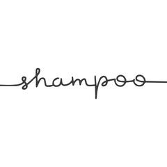 Shampoo decorative lettering type design. Simple vector illustration