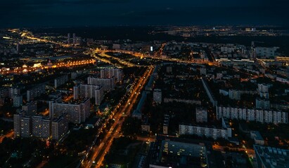 View of the evening metropolis from a great height