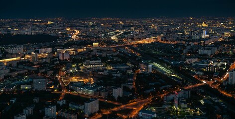 View of the evening metropolis from a great height