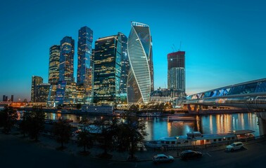 Nice view of the night skyscrapers