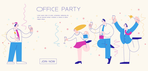 Landing webpage template of Christmas office party