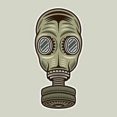 Gas mask vector colored illustration. Respirator object or design element on light background