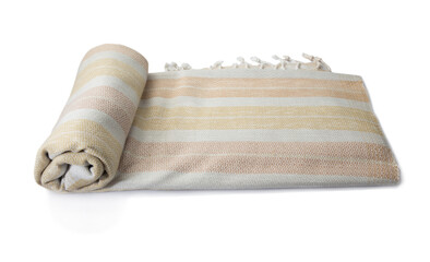 Roll of hand woven shawl, Thai cotton wood bark dyed isolated on white background