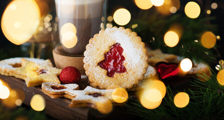 Christmas cookies with jam. A popular Austrian cookie is Linz cookies.