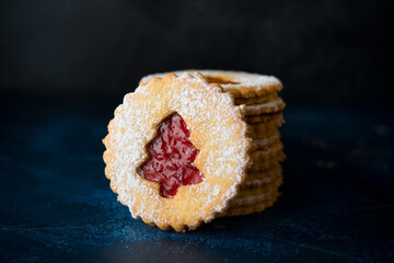 Christmas cookies, traditional Austrian treats for the holidays, Linzer cookies