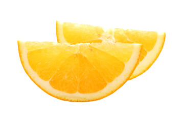 Whole orange fruit and his segments or cantles isolated on white background cutout