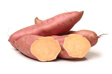 sweet potatoes on the white background