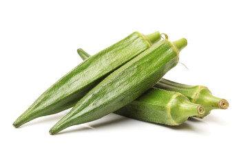 Fresh young okra isolated on white background