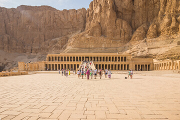 EGYPT. LUXOR - 10.10.2021. The temple of Queen Hatshepsut on the west bank of the Nile near the Valley of the Kings in Luxor, Egypt.