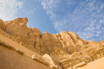 The rocks near the temple of Queen Hatshepsut on the west bank of the Nile near the Valley of the...