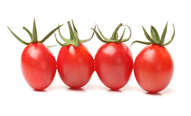 Small cherry tomato on white background close up