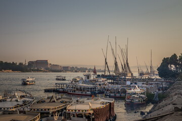 Luxor, Egypt - October 10, 2021: Nile River between Western and
