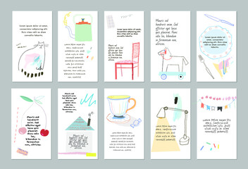 Set of abstract art templates. Suitable for social media posts, mobile apps, banners design. Vector backgrounds