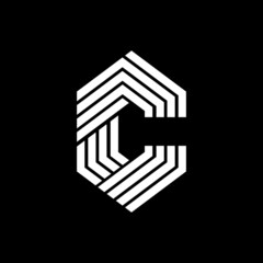 geometric hexagonal letter C initial logo icon vector template
