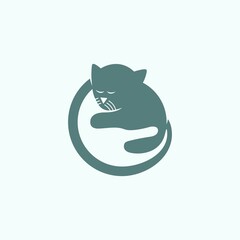 cat in hand logo icon vector template