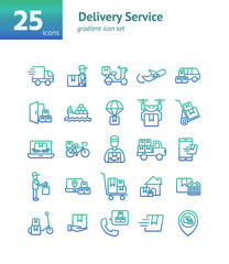 Delivery Service gradient icon set. Vector and Illustration.