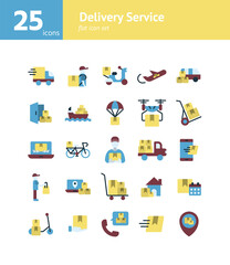 Delivery Service flat icon set. Vector and Illustration.