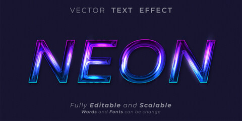 Editable text effect - Neon glass text 3d style concept