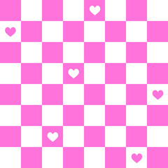 pink and white checkered background with heart