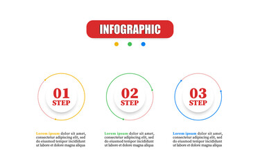 Timeline circle infographic design three elements. Present business concept with 3 steps, options, circles. Can be used for workflow layout, diagram, label, planning, annual report or presentation..